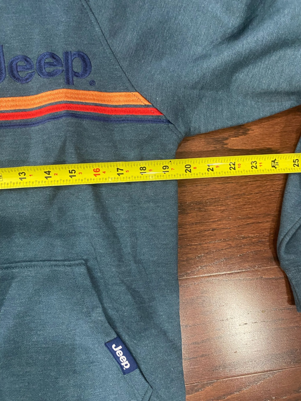 Jeep Jedco Mountain Stripe Raglan Hoodie Sweatshirt Blue Womens Medium - Picture 4 of 5